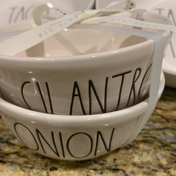 NWT Rae Dunn bundle TACO SALAD bowls, CILANTRO ONION side dishes - Picture 2 of 5